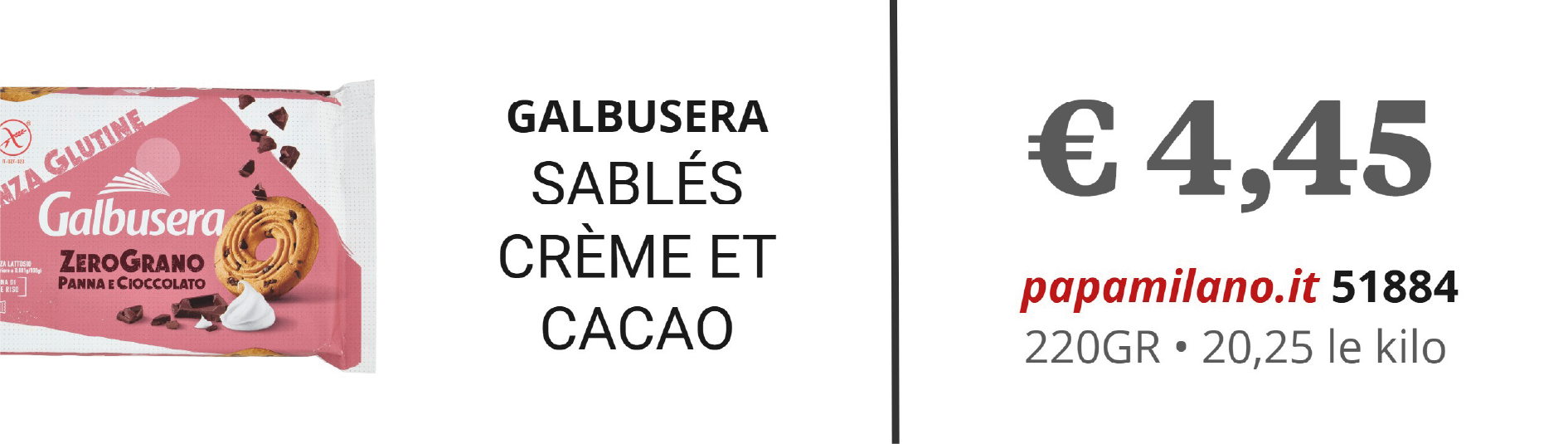 GALBUSERA SABLÉS CRÈME ET CACAO